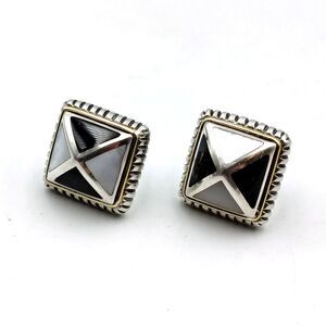 Eric Grossbardt Sterling Silver 925 18k Gold Accent Black Onyx MOP Earrings